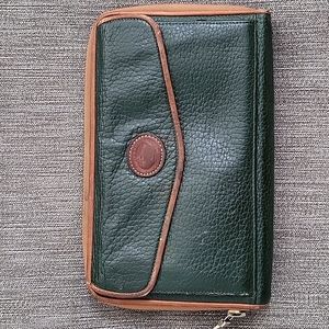 Vintage Dooney and Bourke large zip wallet purse clutch green leather